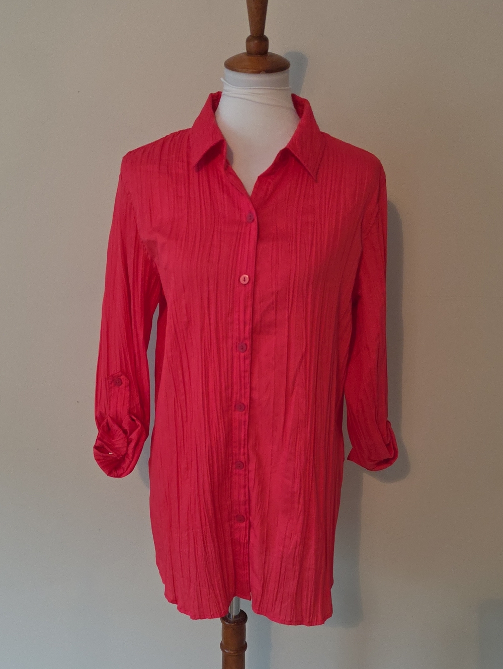 Chico's Women's Pink Button-Front Long Sleeve Tunic Shirt